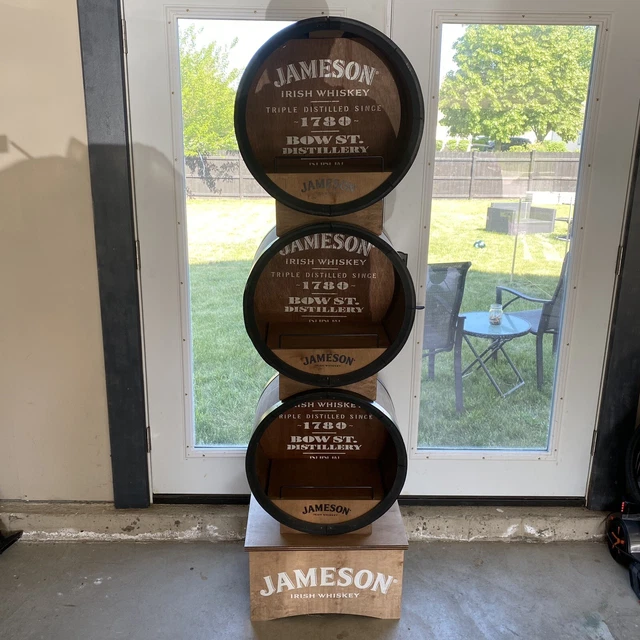 Jameson Irish Whiskey Large 6' x 2' Wood Barrel Display Rack Pub Bar Decor