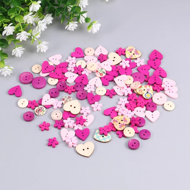 100 Pcs Bamboo Child Scrapbooking Buttons DIY Sewing Project Girls