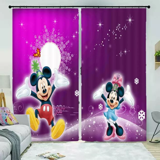 Mickey Mouse Purple Hat 3D Curtain Blockout Photo Printing Curtains Drape Fabric