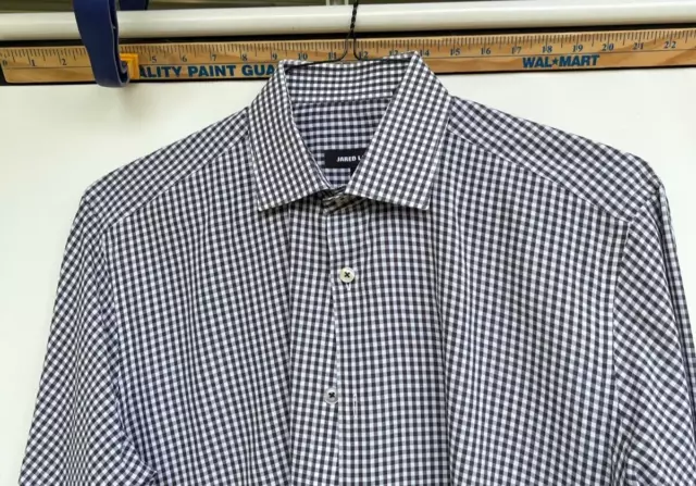 Jared Lang Shirt Men's Large Checkered Cotton Long Sleeve Button Fit Slim