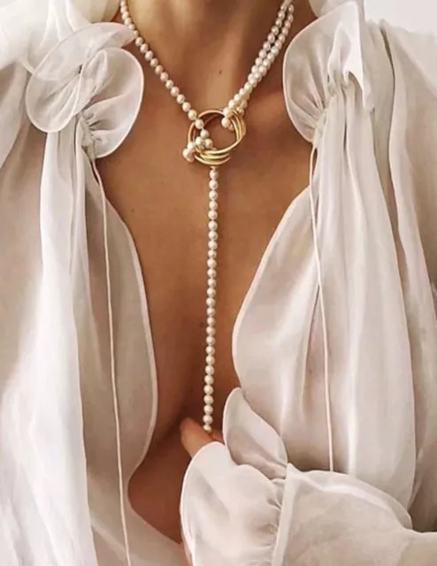 Stunning Pearl & Gold Necklace Topshop Asos Style Costume Jewellery
