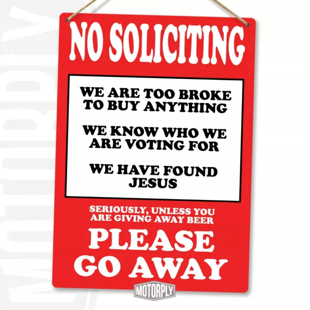 Metal Wall Sign - No Soliciting - House Home Cold Callers Gift Funny Joke