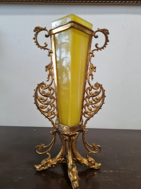 CARAFE À ALCOOL, flacon verre émaillé LEGRAS, Pensées sur fond de