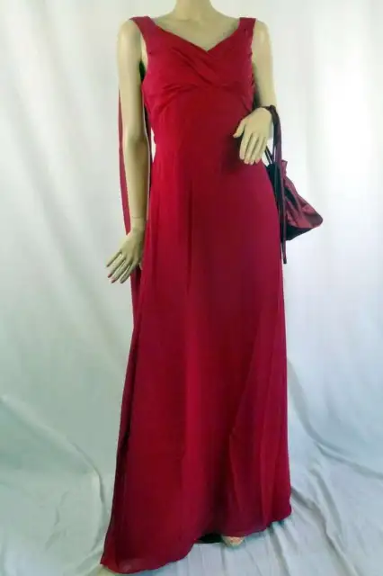 Litb Diana Vestido para La Dama de Honor De Chifón Talla 36 Borgoña Rojo Nuevo