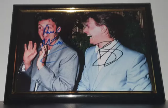 DAVID BOWIE & PAUL MCCARTNEY - HAND SIGNED WITH COA  - PHOTO FRAMED  - - 8x10