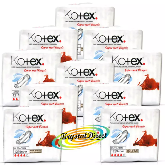 12x Kotex ultradünn 12 super mit Flügeln Sanitärschutz seidig weiche Pads