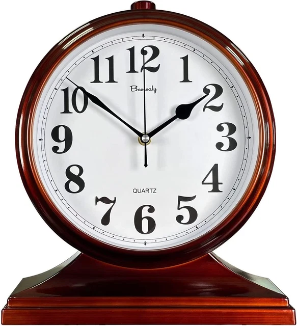 Desk Clock for Table Decor,Retro Mantel Clock Battery Operated for Fireplace Man
