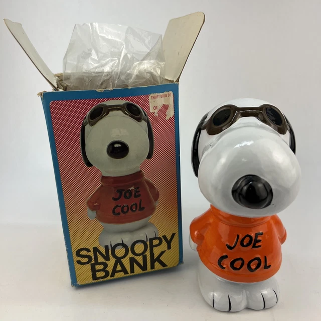 Tirelire Snoopy Peanuts Joe Cool Vintage – Papier Mâché Corée Années 70