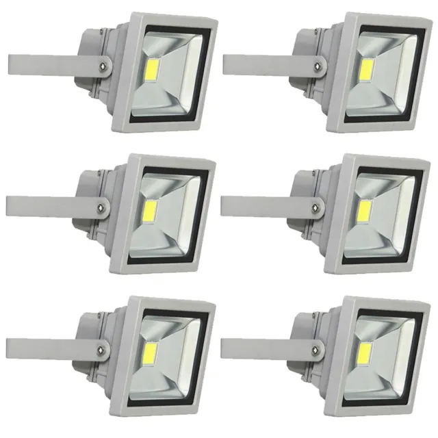 6 x LED Fluter Strahler Grau IP65 20W 1500lm kaltweiß 6400K Tageslicht UVP 239€