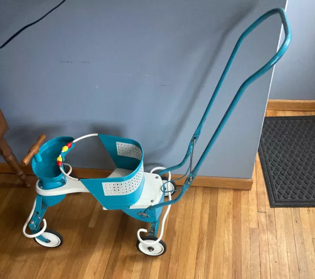 Vintage 1940’s GENUINE TAYLOR TOT BABY STROLLER WALKER SCOOTER BUGGY Blue White