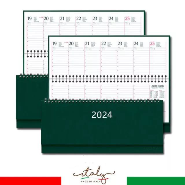 AGENDA DA TAVOLO 2024 2 pezzi Planning Settimanale verdone 30x10 cm colore  verde EUR 18,89 - PicClick IT