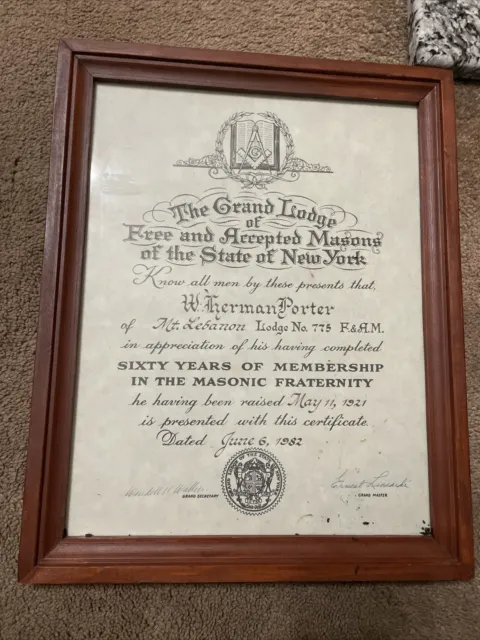 Masonic 60 Years Of  Membership