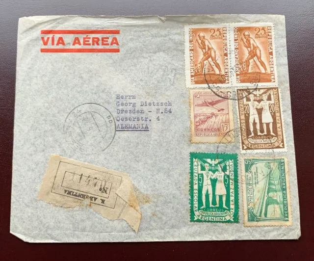 Argentina 1948 Buenos Aires used XXL registered airmail cover to Dresden Germany