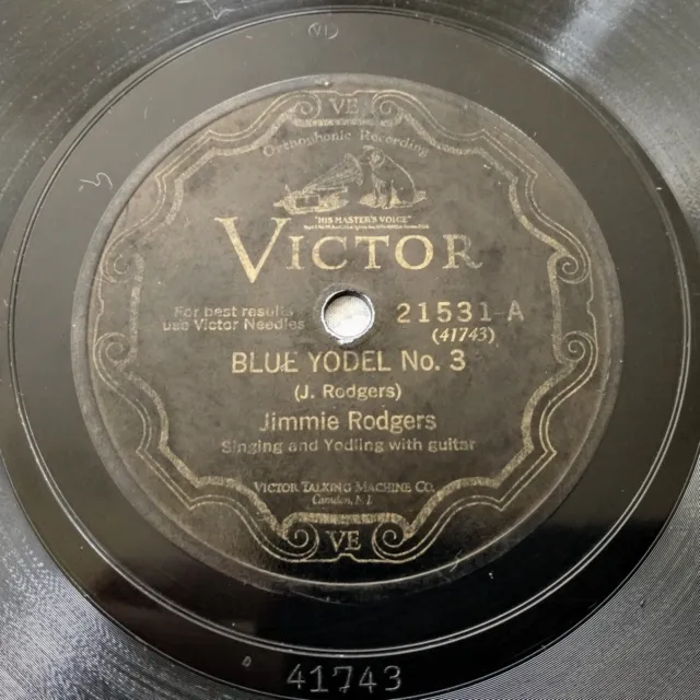 Jimmie Rodgers: Blue Yodel No. 3 / Never No Mo' Blues 78RPM Record. 1928, Victor