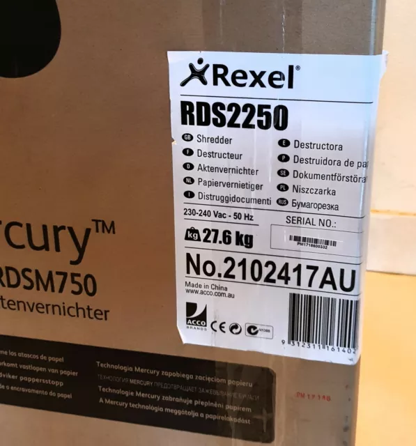 Rexel Mercury RDS2250 Strip Cut Shredder 3