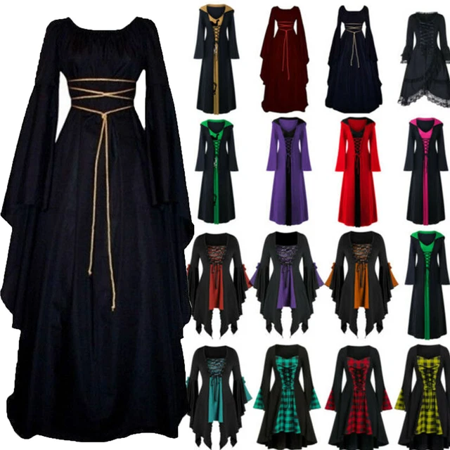 HALLOWEEN WOMEN RENAISSANCE Medieval Gothic Witch Costume Fancy Dress