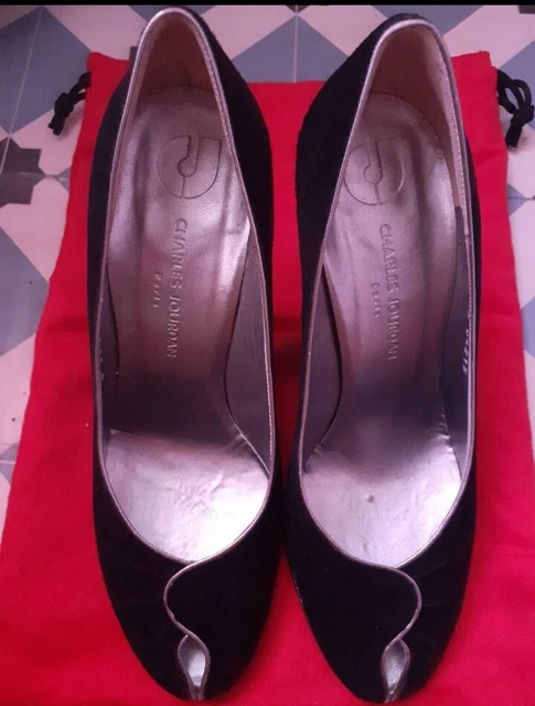 Escarpins Charles Jourdan Tout Cuir Rose Pâle - Taille 38.5 (US 6) - Talon Kitten Heel - Occasion TBE