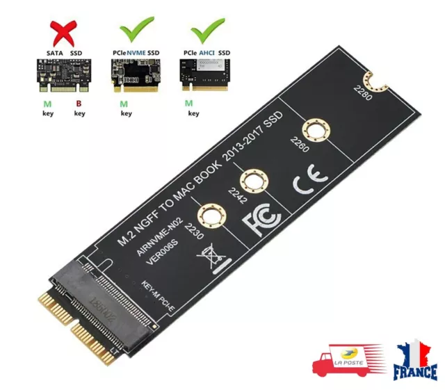 M.2 NVME SSD carte adaptateur pour MacBook Air Pro Retina 2013-2017 NVME / AHCI