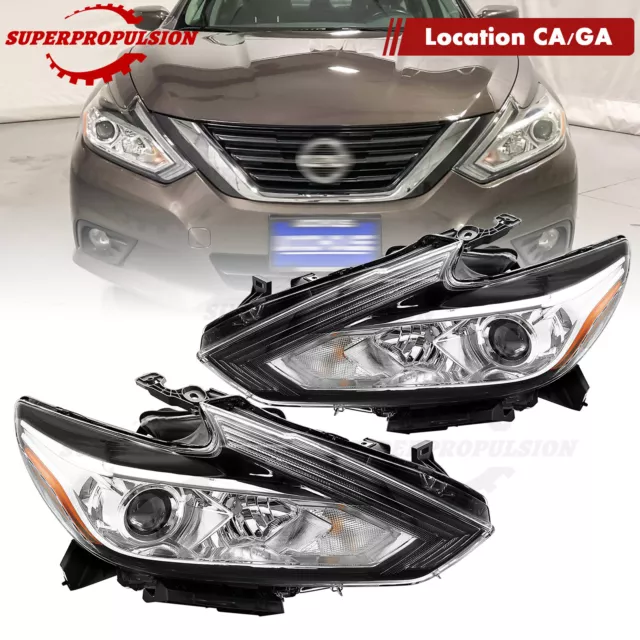 Fit For 2016 2017 2018 Nissan Altima Halogen Headlight Chrome Housing  LH&RH