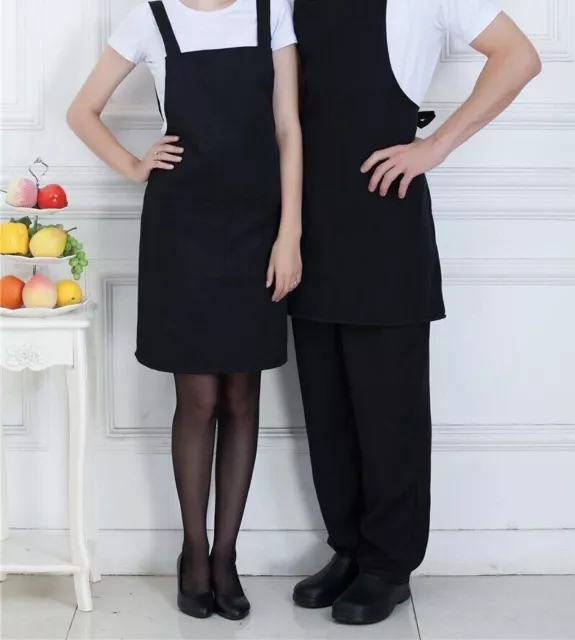 BULK 25 pcs Black  VG QUALITY bib apron 2 pockets CHEFS HOME KITCHEN Restaurant