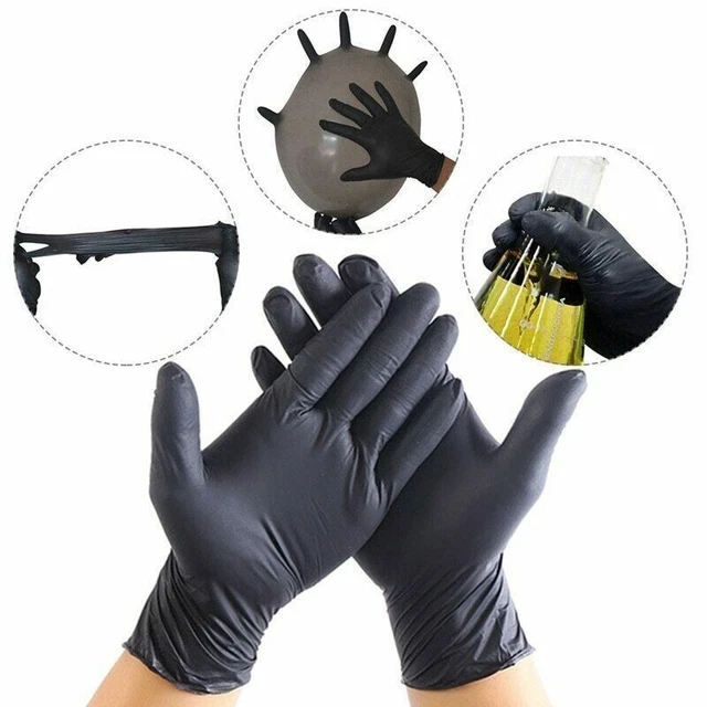 Guantes de látex desechables negros 20/100 piezas para limpieza de hogar y laboratorio