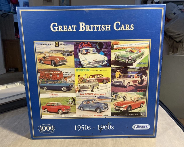 GREAT BRITISH CARS 1950’S1960’S Jigsaw 1000 Piece Gibsons Car Puzzle