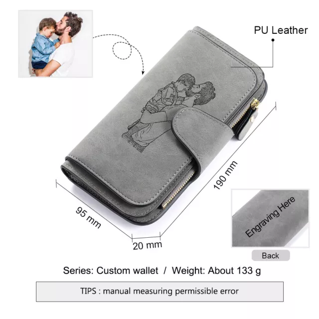 Customized PU Leather Long Folio Wallet Photo and Text - Personalize your style! 3