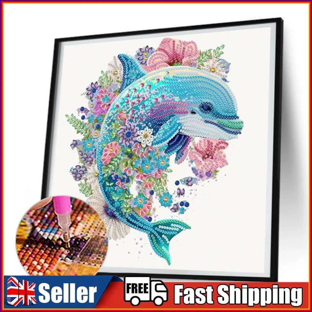 5D DIY Partial Special Shaped Drill Diamond Painting Dolphin Kit Home Decor