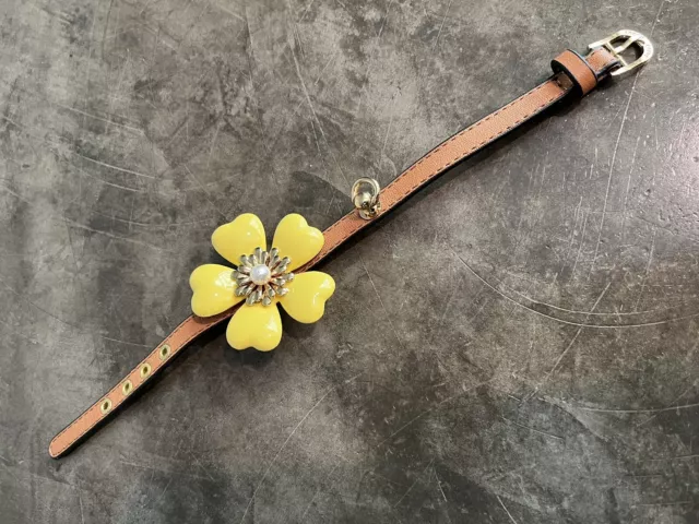 Juicy Couture Doggy Collar Big Yellow Flower Vachetta Leather