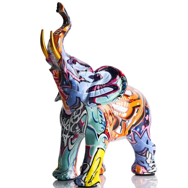 XMGZQ Colorful Art Elephant Statue Sculpture Collectible Figurine Gift Idea H...