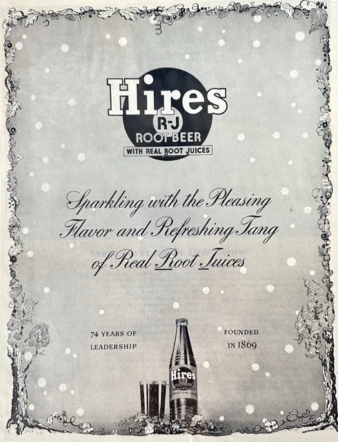 Vintage HIRES Root Beer R-J With Root Juice 74 Years 1943 Magazine Print Ad BF62