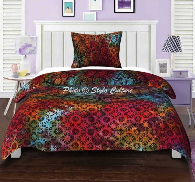 Ensemble de housse de couette simple mandala couette indienne florale doona