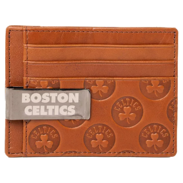 LUSSO BROWN BOSTON Celtics Sanford Front Pocket Wallet with Money Clip ...