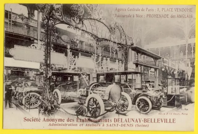 cpa France PARIS 1905 Expo AUTOMOBILE Car Show STAND Voiture DELAUNAY BELLEVILLE