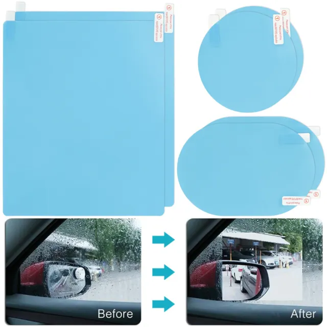 6Pcs Car Anti Water Mist Film Anti Fog Rainproof Rearview Mirror Clear Vision D.