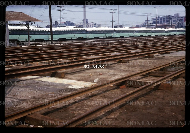 ORIGINAL SLIDE LOS ANGELES (CA) LAMTA Vernon Yard 1963. Stored PCC cars.