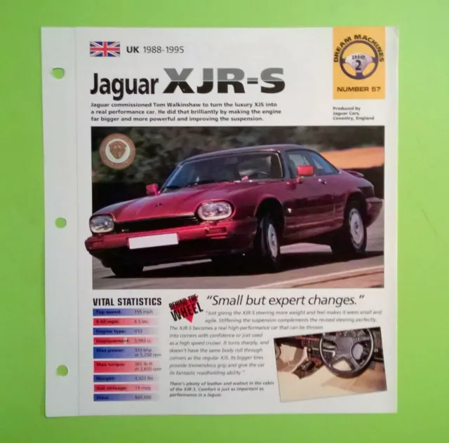 Imp jaguar XJR-S  information  brochure  hot cars coupe dealer race car