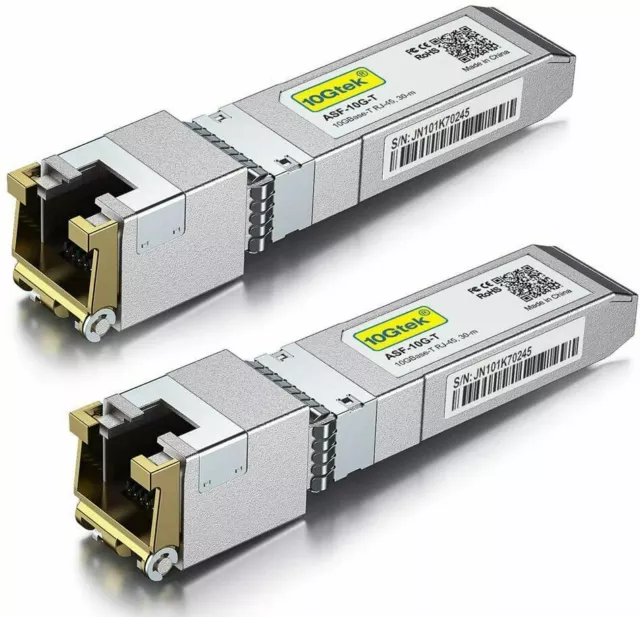 2 Packs For Cisco SFP-10G-T, UBIQUITI 10GBASE-T 10G SFP+ to RJ45 Transceiver