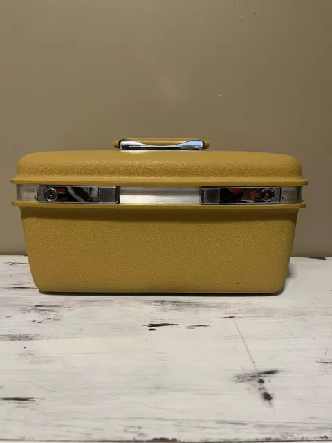 Vintage Samsonite Saturn Train Travel Makeup Cosmetic Case Luggage W/ Tray & Key