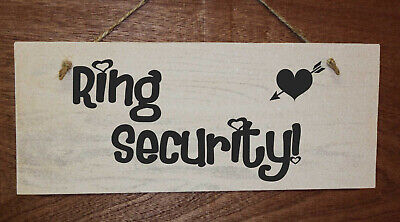 Ring Security, Funny printed wooden wedding sign for pageboys or flowergirls