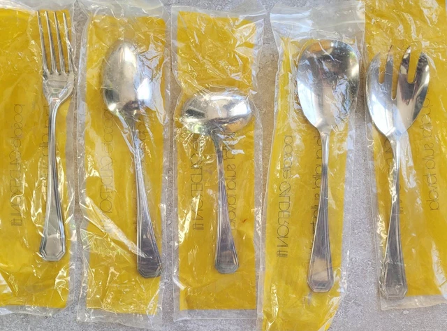 5 Calderoni BORROMEO Flatware Stainless 18/10 SERVING Spoon Fork Ladle Salad SET 5 Calderoni BORROMEO Flatware Stainless 18/10 SERVING Spoon Fork Ladle Salad SET