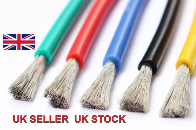 Flexible Soft Silicone Wire Cable 4/6/8/10/12/14/16/18/20/22 AWG Many Colours.