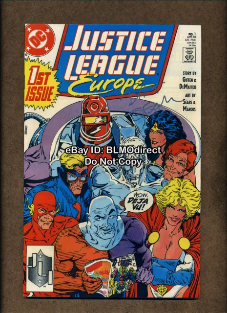 1989 Justice League Europe #1 1st Cobert Signed by Bart Sears w/CoA