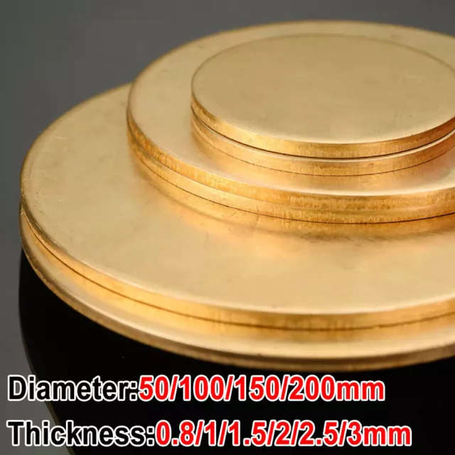 H62 Solid Brass Discs Blanks Metal Round Sheets Width 50mm-200mm Thick 0.8mm-3mm