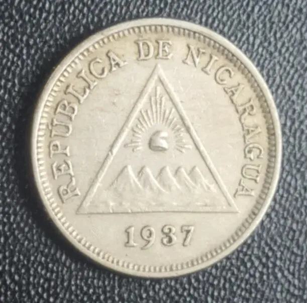 1937 Nicaragua 5 Centavos Old XF Coin KM 12 Copper-Nickel