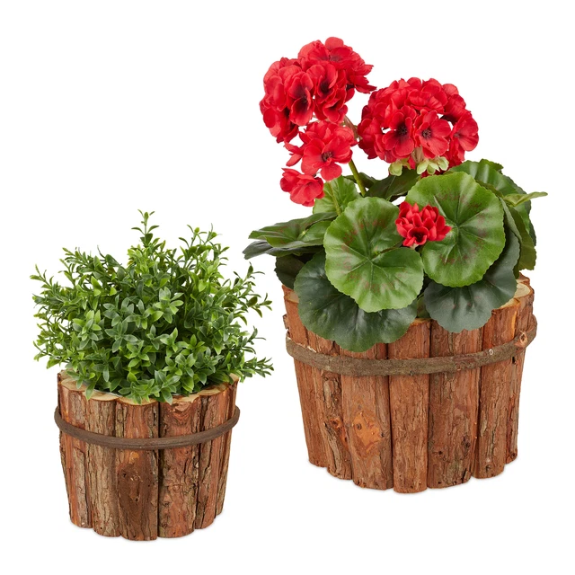 Rustikaler Holz Blumentopf Aus Baumrinde - Groer Stabiler Pflanzkbel Fr  Innen & Auen, Naturdesign