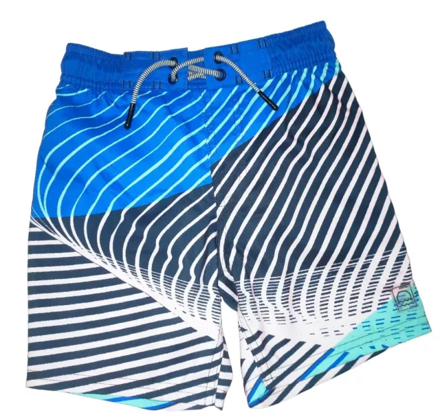 Pantaloncini da nuoto ragazzi 5-6 anni M&S Sun Smart UPF 50+ a secco rapido blu multi righe