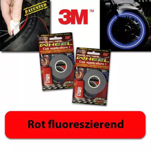 Felgenrandaufkleber rot fluoreszierend, 5 mm, 6 m + Aufklebehilfe, bis 18 Zoll,