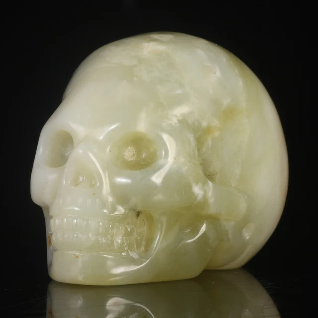 Curación de cristal de calavera de cristal tallado a mano de jade natural de 1,54" #36E42