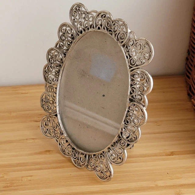 Vintage Gorgeous Metal Photo frame Beautiful Abstract Heavy 6×5 Barron 2